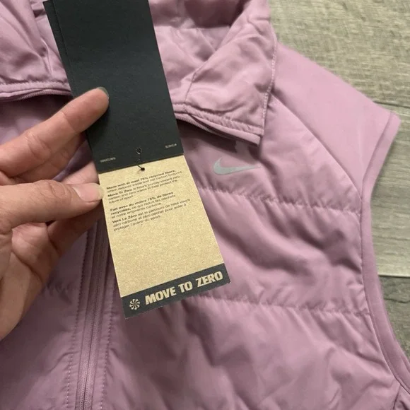 NWT Nike Women's Pink Puffer Therma Running Vest FB7537-523 Sz S Loose Fit $120 - Picture 10 of 12